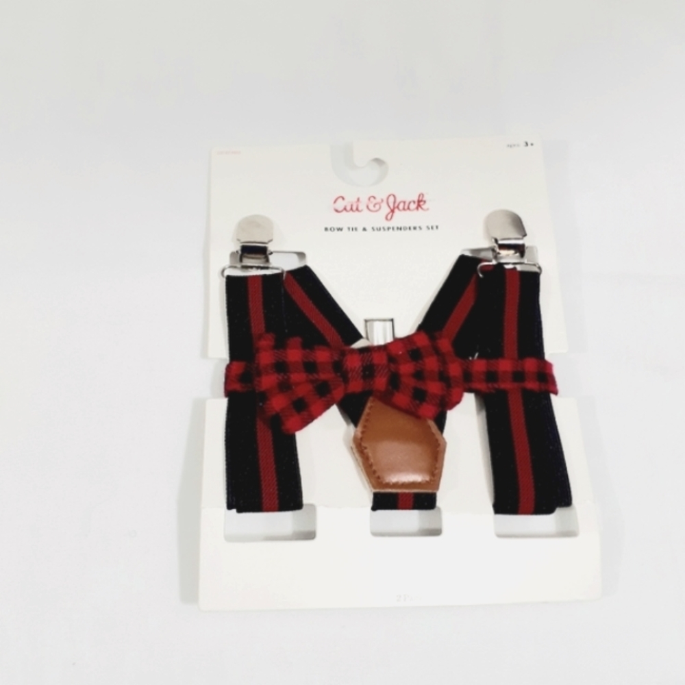 Cat & Jack Boys Toddler Suspenders and Bowtie Set Ages 3+ - Picture 1 of 5